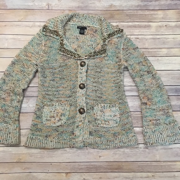 BCBG MAXAZRIA bejewel heavy cardigan sweater - Picture 1 of 8